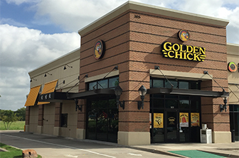 Golden Chick storefront.  Your local Golden Chick fast food restaurant in Murphy, Texas