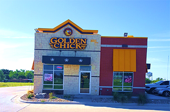Golden Chick storefront.  Your local Golden Chick fast food restaurant in Colorado City, Texas